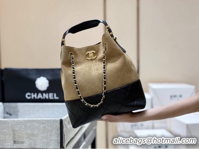 Trendy Design Chanel Suede Calfskin & Shiny Lambskin Shopping Bag AS5636 Black/Brown 2025 Top Quality