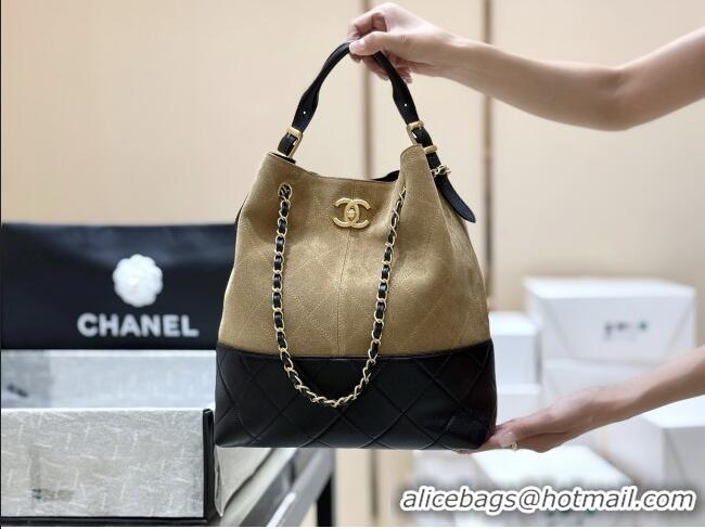 Trendy Design Chanel Suede Calfskin & Shiny Lambskin Shopping Bag AS5636 Black/Brown 2025 Top Quality