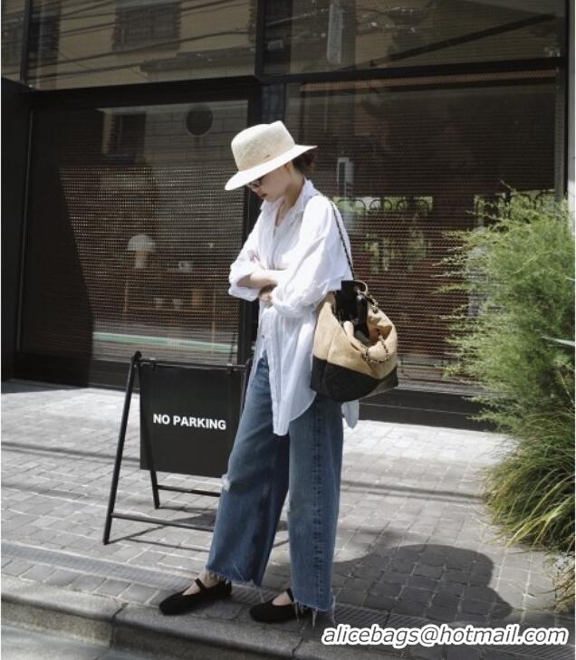 Trendy Design Chanel Suede Calfskin & Shiny Lambskin Shopping Bag AS5636 Black/Brown 2025 Top Quality