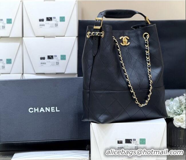 Famous Brand Chanel Calfskin Shopping Bag AS5636 Black 2025 Top Quality