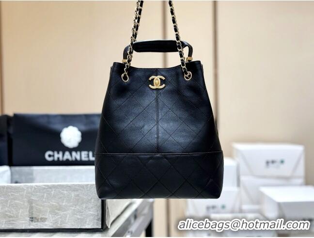 Famous Brand Chanel Calfskin Shopping Bag AS5636 Black 2025 Top Quality
