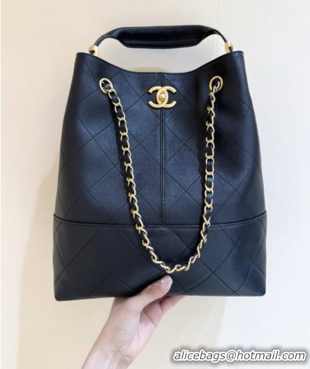 Famous Brand Chanel Calfskin Shopping Bag AS5636 Black 2025 Top Quality