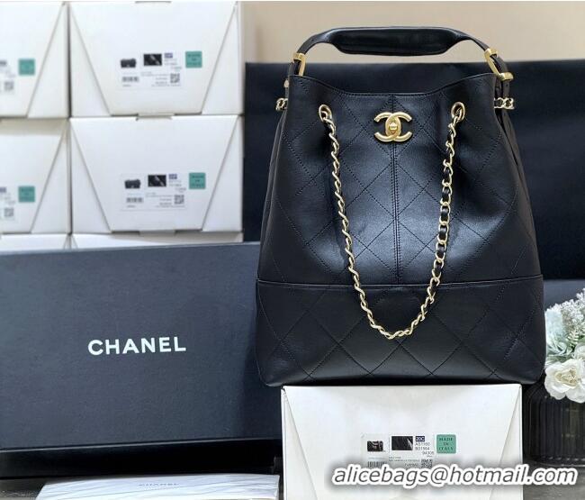 Famous Brand Chanel Calfskin Shopping Bag AS5636 Black 2025 Top Quality