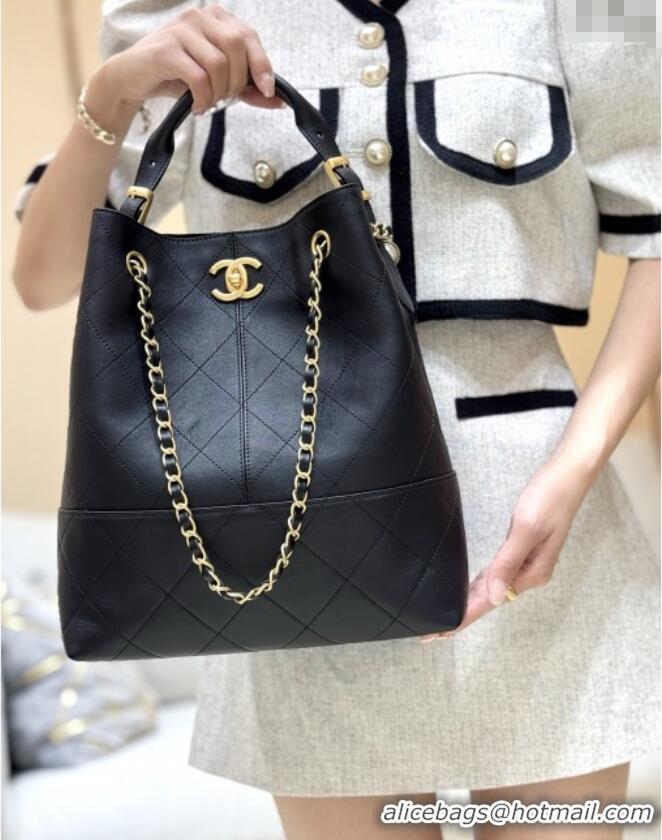 Famous Brand Chanel Calfskin Shopping Bag AS5636 Black 2025 Top Quality