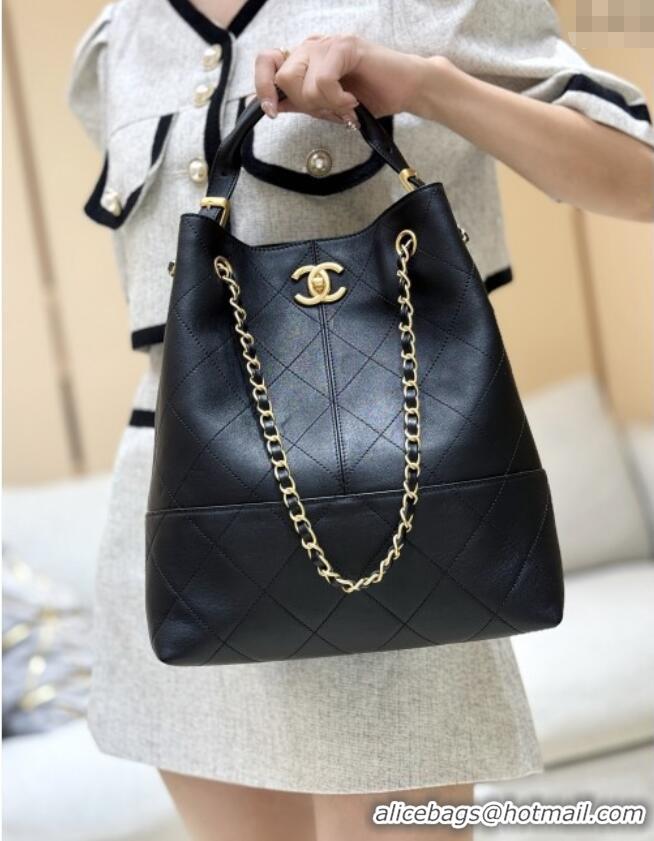 Famous Brand Chanel Calfskin Shopping Bag AS5636 Black 2025 Top Quality