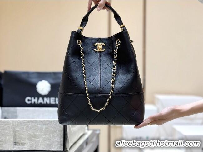 Famous Brand Chanel Calfskin Shopping Bag AS5636 Black 2025 Top Quality