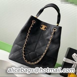 Luxury Discount Chanel Calfskin Shopping Bag AS5636 Black 2025