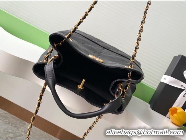 Luxury Discount Chanel Calfskin Shopping Bag AS5636 Black 2025