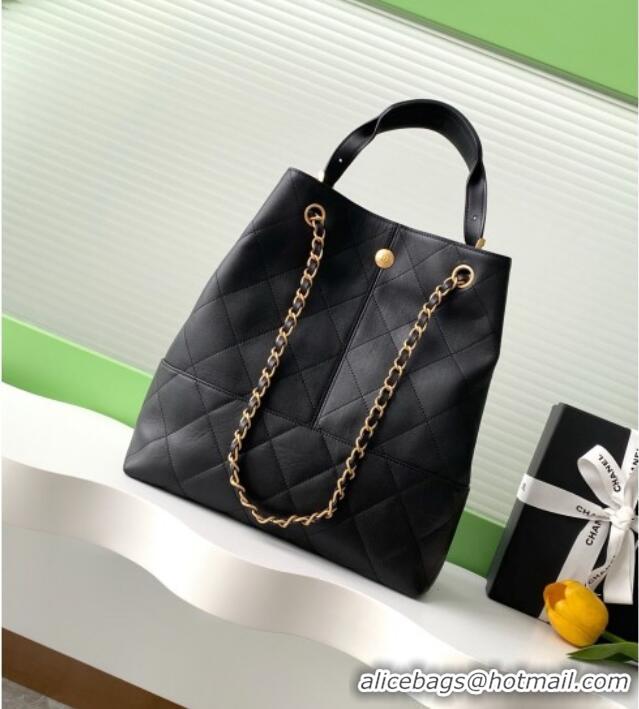 Luxury Discount Chanel Calfskin Shopping Bag AS5636 Black 2025