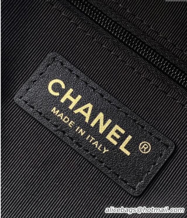 Best Price Chanel Suede Calfskin & Lambskin Shopping Bag AS5636 Black/Grey 2025