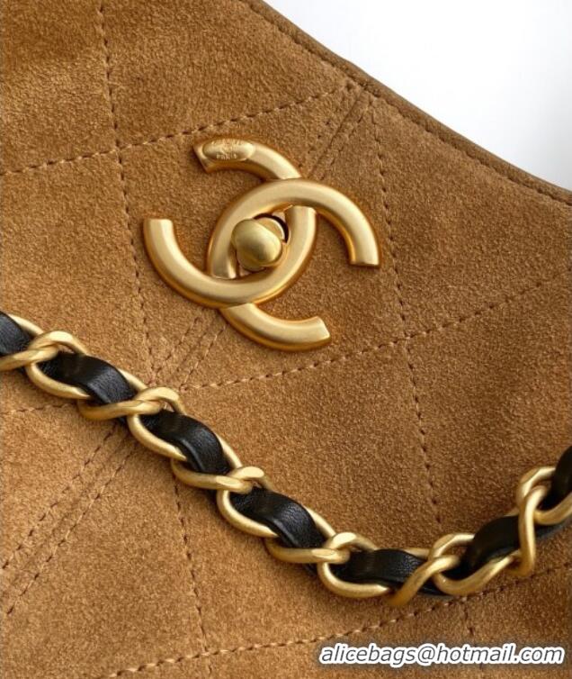 Low Cost Chanel Suede Calfskin & Lambskin Shopping Bag AS5636 Black/Brown 2025