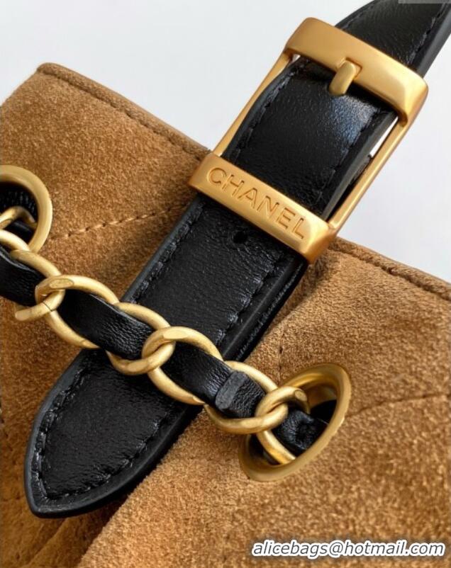 Low Cost Chanel Suede Calfskin & Lambskin Shopping Bag AS5636 Black/Brown 2025