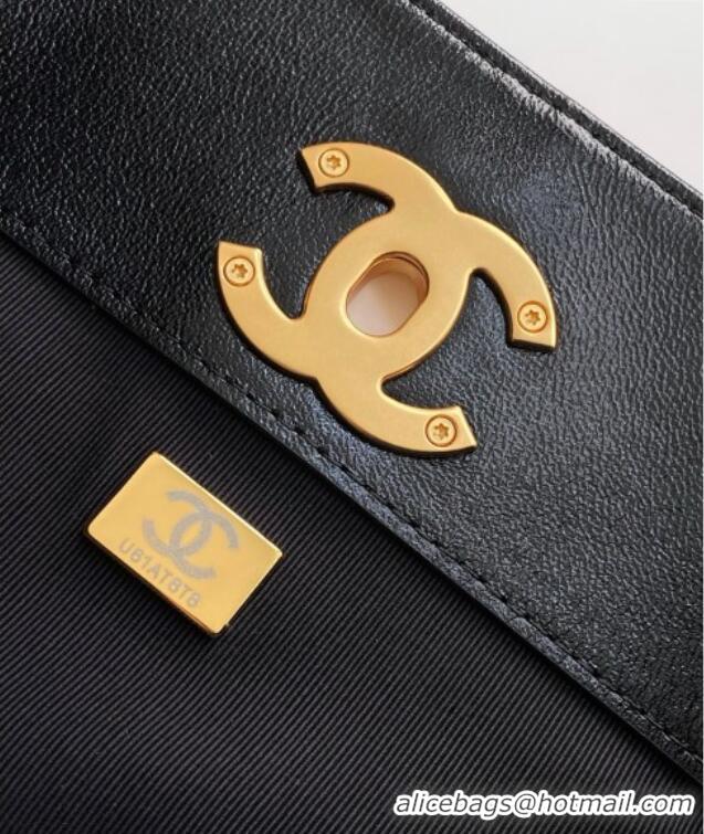 Low Cost Chanel Suede Calfskin & Lambskin Shopping Bag AS5636 Black/Brown 2025