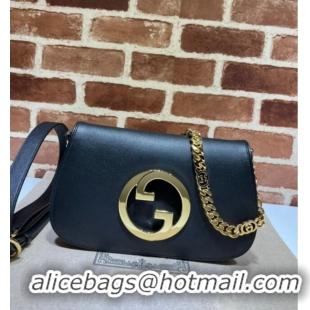 Buy Discount Gucci Blondie Leather Shoulder Bag with Interlocking G 699268 Black 2024
