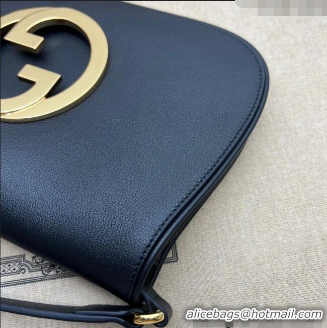 Buy Discount Gucci Blondie Leather Shoulder Bag with Interlocking G 699268 Black 2024