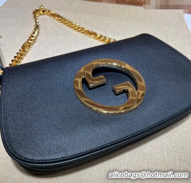 Buy Discount Gucci Blondie Leather Shoulder Bag with Interlocking G 699268 Black 2024
