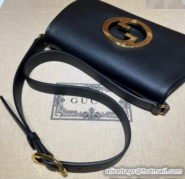 Buy Discount Gucci Blondie Leather Shoulder Bag with Interlocking G 699268 Black 2024