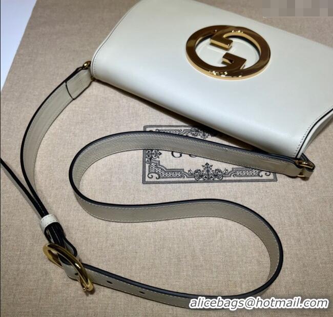 Best Product Gucci Blondie Leather Shoulder Bag with Interlocking G 699268 White 2024
