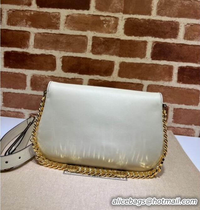 Best Product Gucci Blondie Leather Shoulder Bag with Interlocking G 699268 White 2024