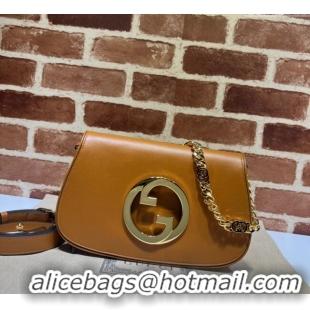 Good Product Gucci Blondie Leather Shoulder Bag with Interlocking G 699268 Light Brown 2024