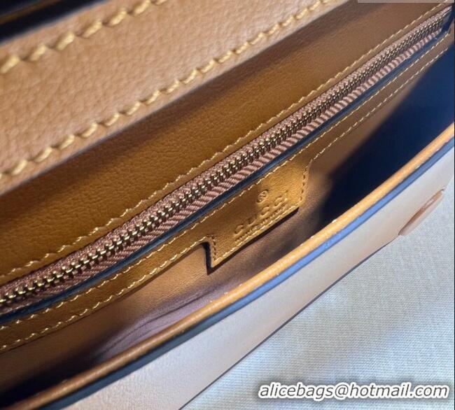 Good Product Gucci Blondie Leather Shoulder Bag with Interlocking G 699268 Light Brown 2024