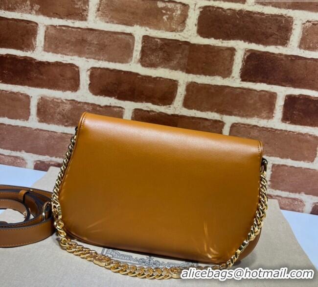 Good Product Gucci Blondie Leather Shoulder Bag with Interlocking G 699268 Light Brown 2024