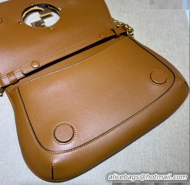 Good Product Gucci Blondie Leather Shoulder Bag with Interlocking G 699268 Light Brown 2024