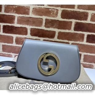Top Design Gucci Blondie Leather Shoulder Bag with Interlocking G 699268 Grey 2024