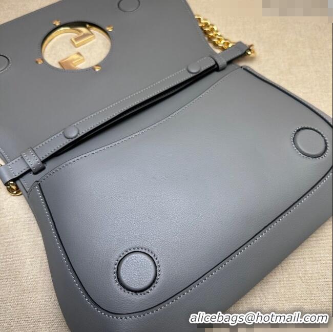 Top Design Gucci Blondie Leather Shoulder Bag with Interlocking G 699268 Grey 2024