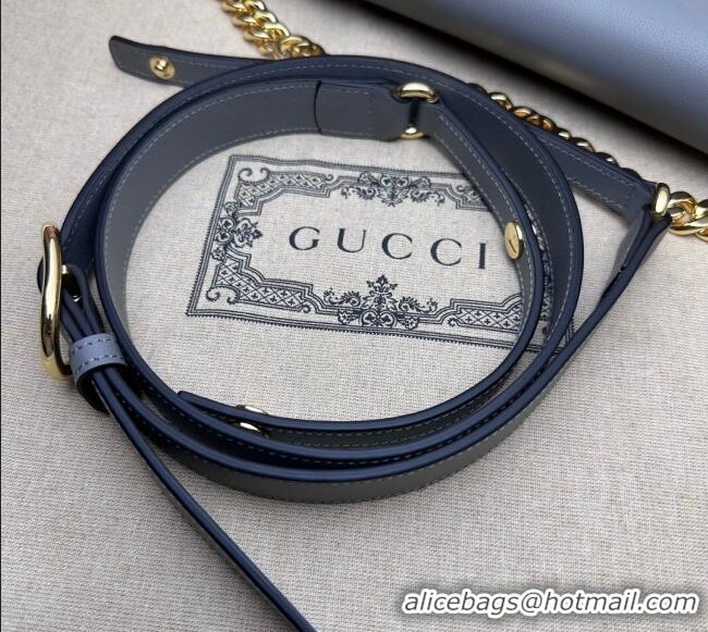 Top Design Gucci Blondie Leather Shoulder Bag with Interlocking G 699268 Grey 2024