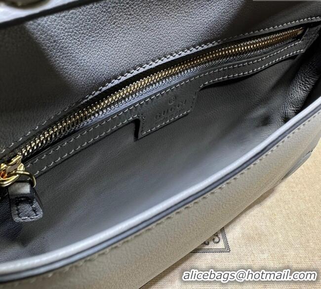 Top Design Gucci Blondie Leather Shoulder Bag with Interlocking G 699268 Grey 2024