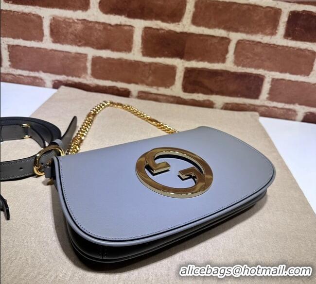 Top Design Gucci Blondie Leather Shoulder Bag with Interlocking G 699268 Grey 2024