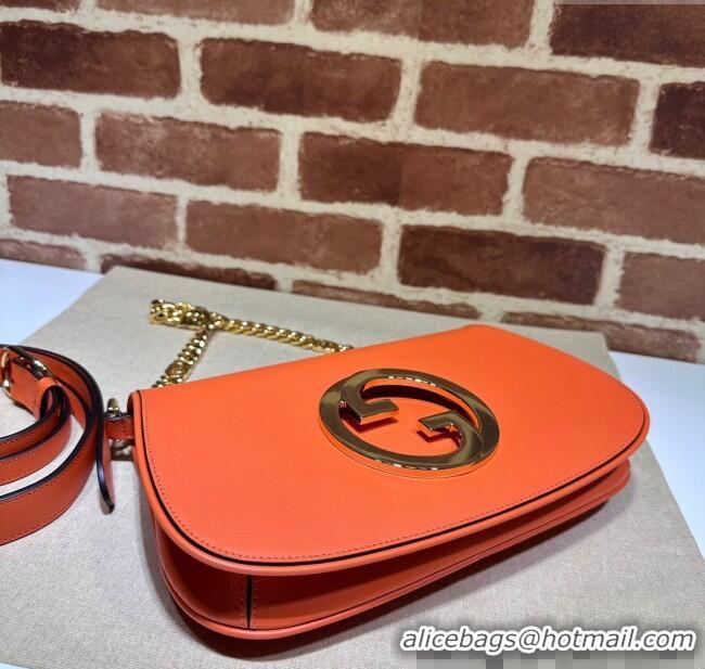 Buy Fashionable Gucci Blondie Leather Shoulder Bag with Interlocking G 699268 Orange 2024
