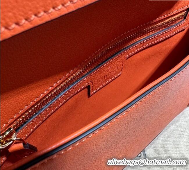 Buy Fashionable Gucci Blondie Leather Shoulder Bag with Interlocking G 699268 Orange 2024