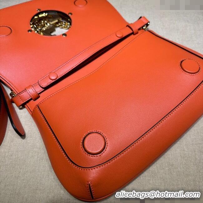Buy Fashionable Gucci Blondie Leather Shoulder Bag with Interlocking G 699268 Orange 2024