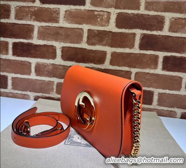 Buy Fashionable Gucci Blondie Leather Shoulder Bag with Interlocking G 699268 Orange 2024