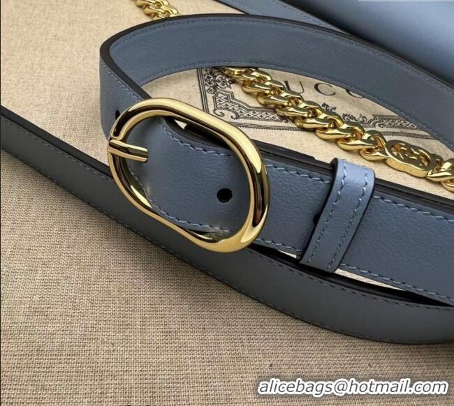 Best Quality Gucci Blondie Leather Shoulder Bag with Interlocking G 699268 Light Blue 2024