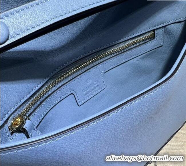 Best Quality Gucci Blondie Leather Shoulder Bag with Interlocking G 699268 Light Blue 2024