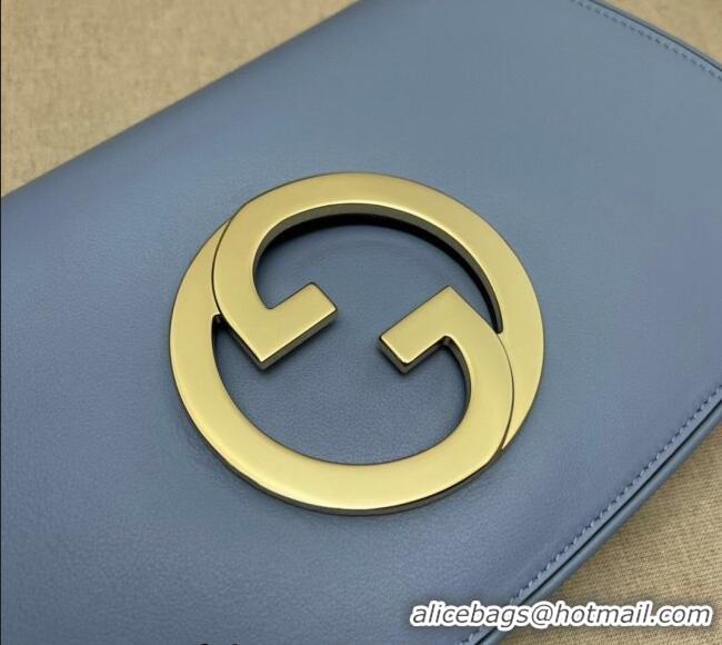 Best Quality Gucci Blondie Leather Shoulder Bag with Interlocking G 699268 Light Blue 2024