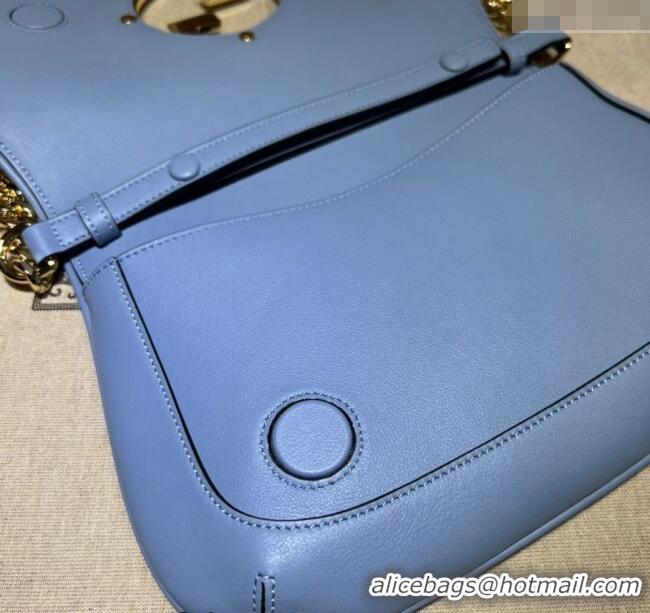 Best Quality Gucci Blondie Leather Shoulder Bag with Interlocking G 699268 Light Blue 2024