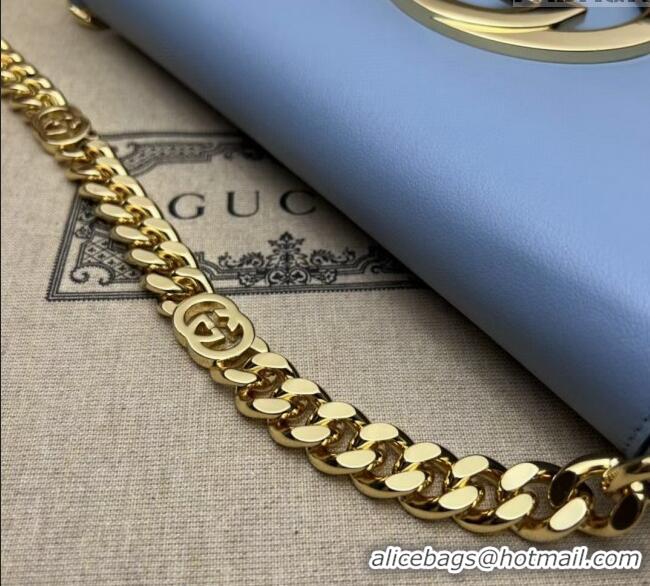 Best Quality Gucci Blondie Leather Shoulder Bag with Interlocking G 699268 Light Blue 2024