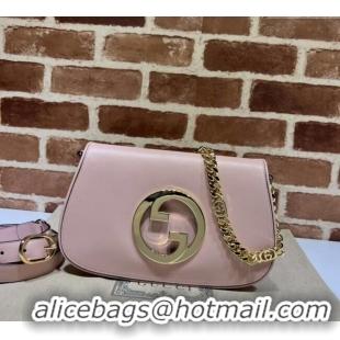 Good Quality Gucci Blondie Leather Shoulder Bag with Interlocking G 699268 Light Pink 2024