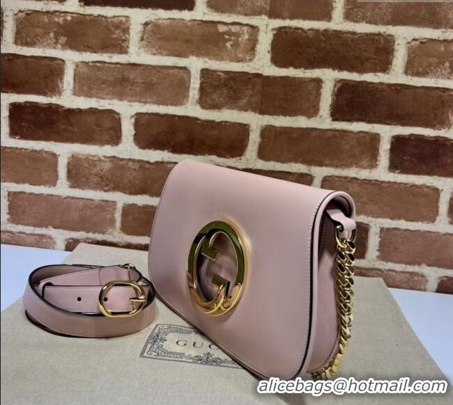 Good Quality Gucci Blondie Leather Shoulder Bag with Interlocking G 699268 Light Pink 2024