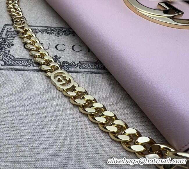 Good Quality Gucci Blondie Leather Shoulder Bag with Interlocking G 699268 Light Pink 2024
