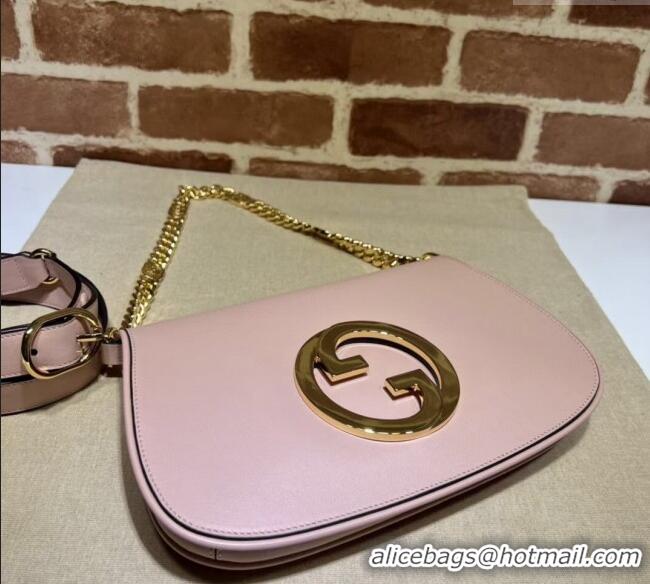 Good Quality Gucci Blondie Leather Shoulder Bag with Interlocking G 699268 Light Pink 2024