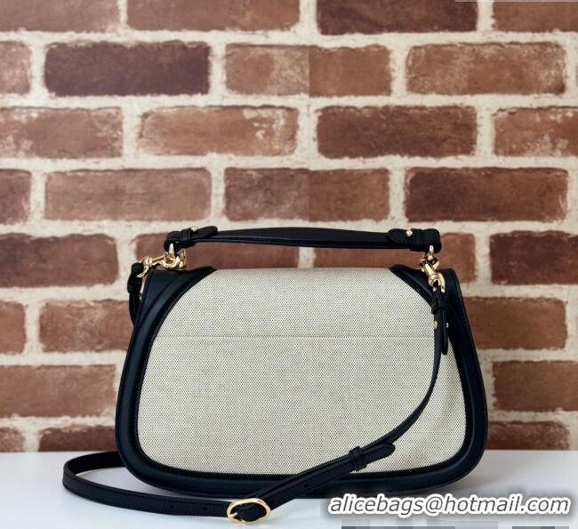 Trendy Design Gucci Blondie Large Top Handle Bag 815716 Black/White Canvas 2024
