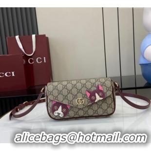 Grade Design Gucci GG Canvas Mini Shoulder bag with Cat Detail 818764 2024