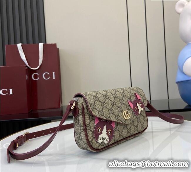 Grade Design Gucci GG Canvas Mini Shoulder bag with Cat Detail 818764 2024