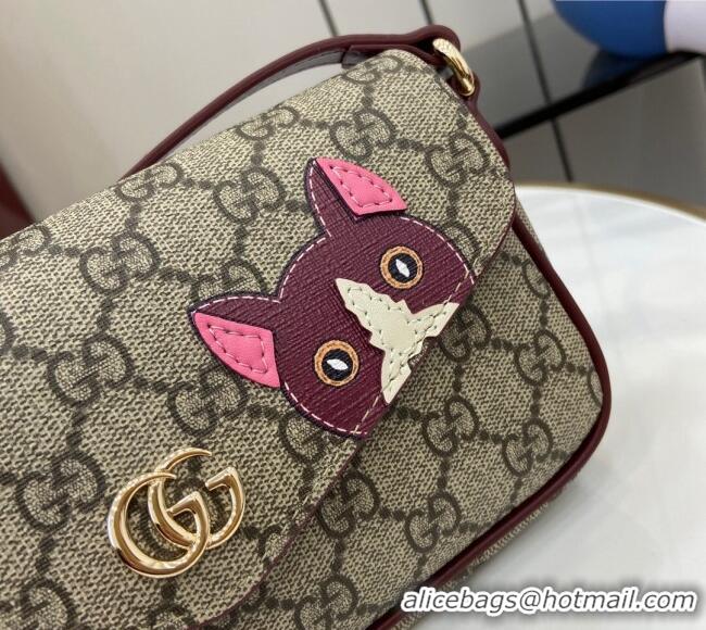 Grade Design Gucci GG Canvas Mini Shoulder bag with Cat Detail 818764 2024