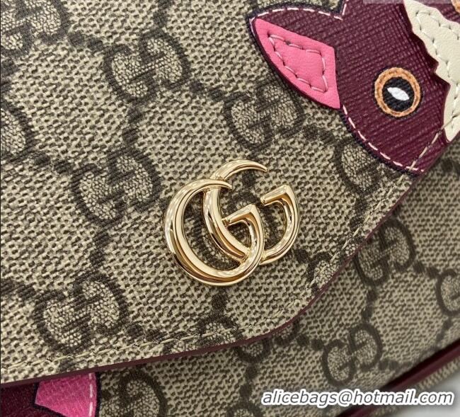 Grade Design Gucci GG Canvas Mini Shoulder bag with Cat Detail 818764 2024